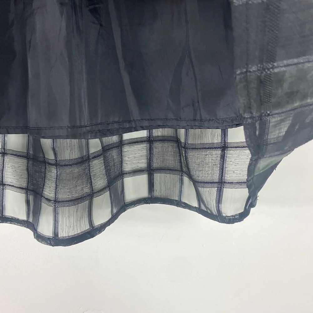 Face N Face Black Shear Plaid Festive MIDI Skirt Large